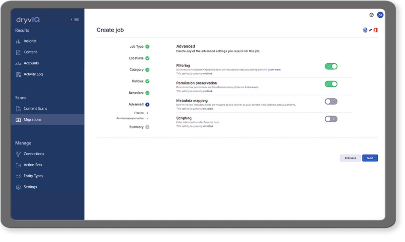 DryvIQ Migration Job Setup
